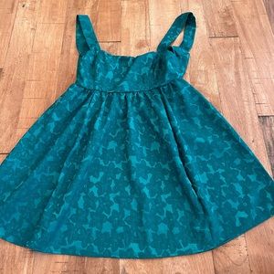 Lucy In The Sky Ivette Jacquard Fit and Flare Dress in Green
